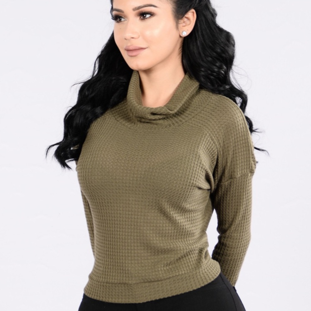 Fashion Nova Turtleneck On Deck Top - Olive